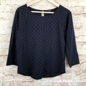 J. Crew velvet polka dot knit top keyhole blouse